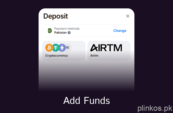 Add Funds to your casino account - Plinko Pakistan