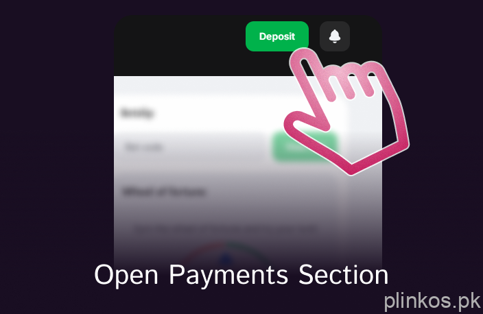 Open payments section of a selected casino to start depositing on Plinko Games